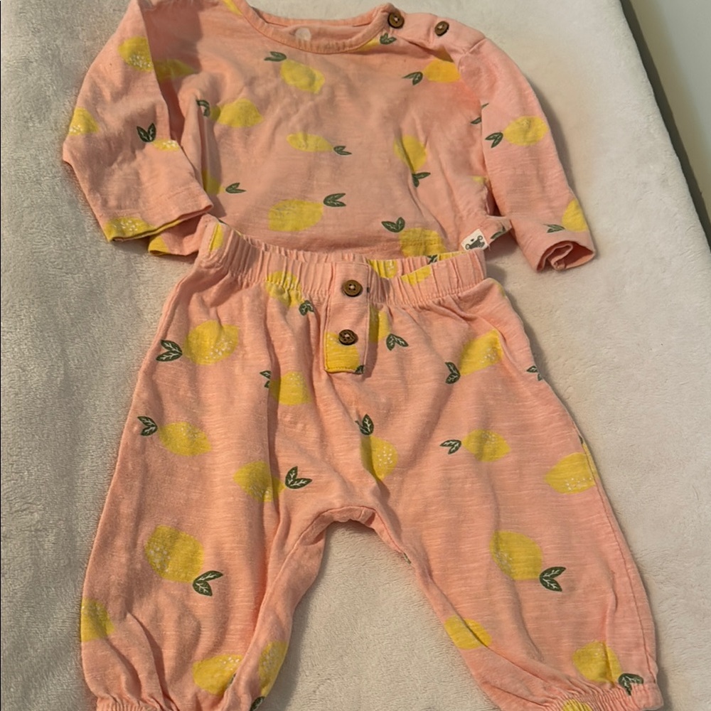 Pink Lemon Print Kids set